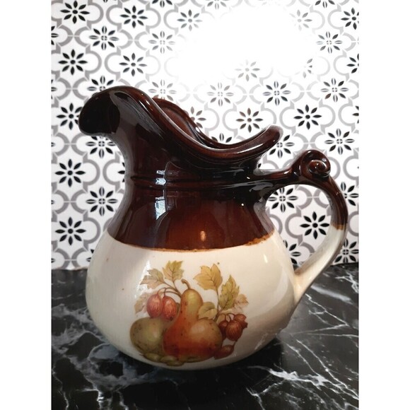 mccoy pottery pitcher fruit vintage farmhouse mcm shabby chic - Picture 1 of 4